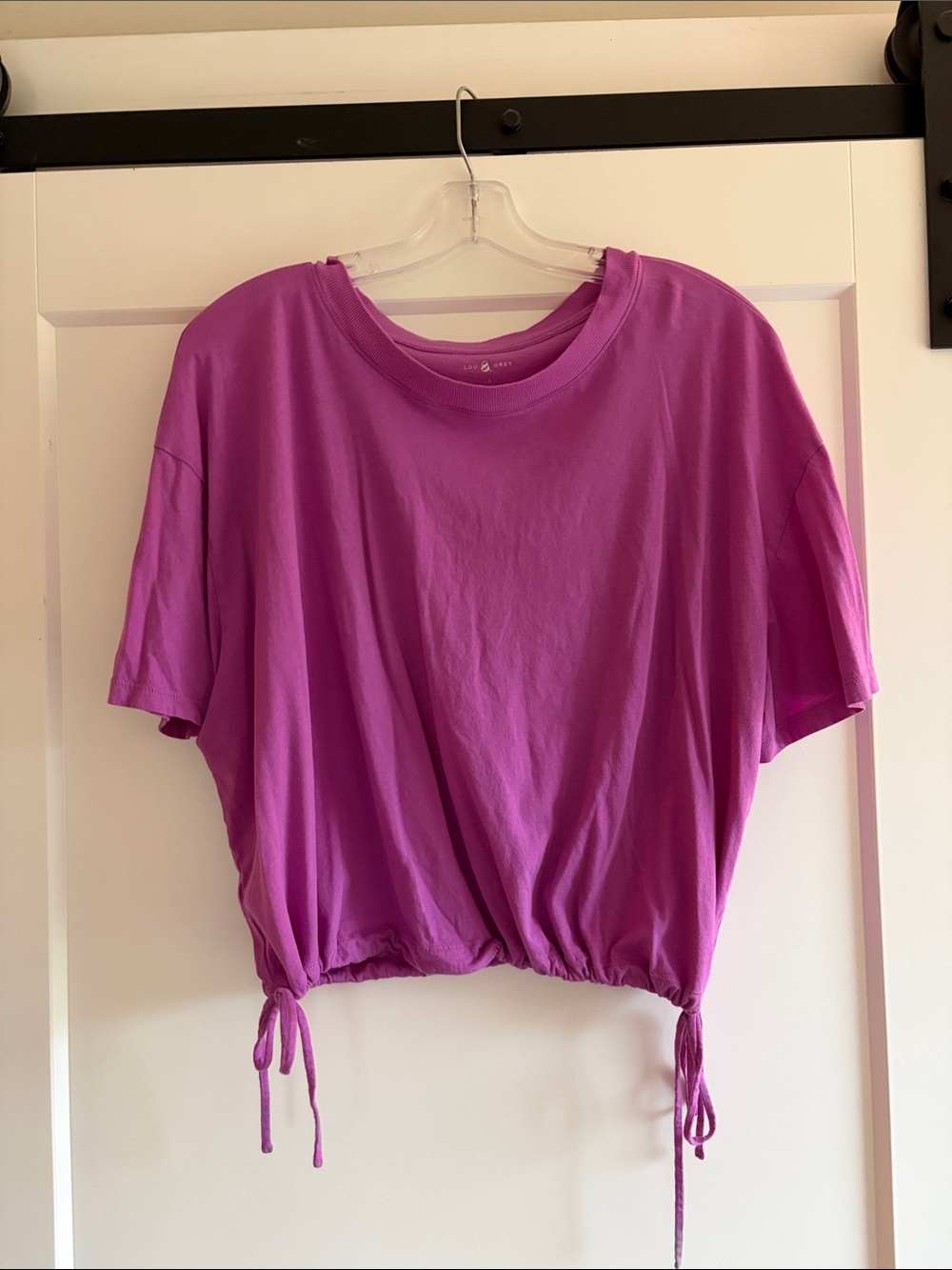 Drawstring Hem Short Sleeve Tee - Purple